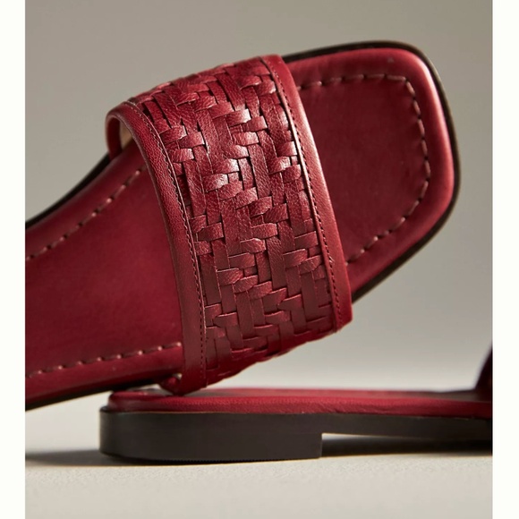 Anthropologie Leather Sandals in Red, Size 9, Genuine Leather, Woven Sandals NWT - Picture 3 of 3